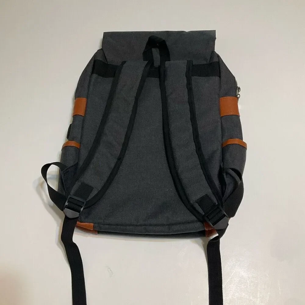 Mancio Vintage Laptop Backpack. Grey Black. NWOT.